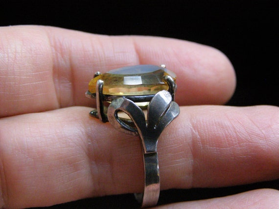 vintage mexico sterling citrine ring modernist me… - image 6