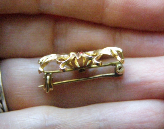 vintage victorian 10k gold ruby starburst pin pen… - image 9