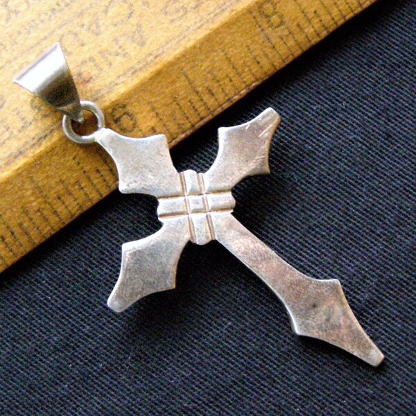 vintage taxco mexico sterling cross pendant vintage mexican sterling modernist cross pendant religious jewelry pendant gift for him her