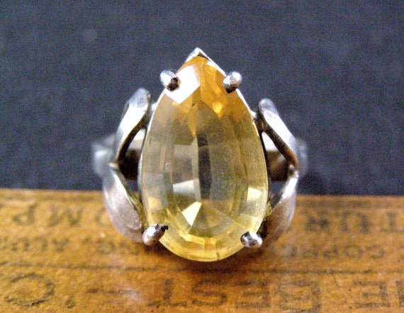 vintage mexico sterling citrine ring modernist me… - image 5