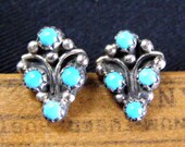 vintage zuni turquoise petit point stud earrings sterling silver native american southwestern jewelry needlepoint turquoise stud earrings