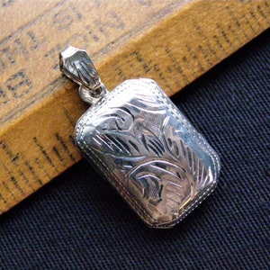 vintage sterling engraved locket pendant lovely rectangular sterling locket pendant photo holder pendant keepsake jewelry gift for her