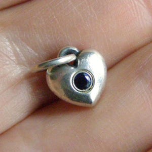 rare vintage James Avery sterling blue sapphire puffy heart charm pendant james avery sterling birthstone charm jewelry birthday gift her