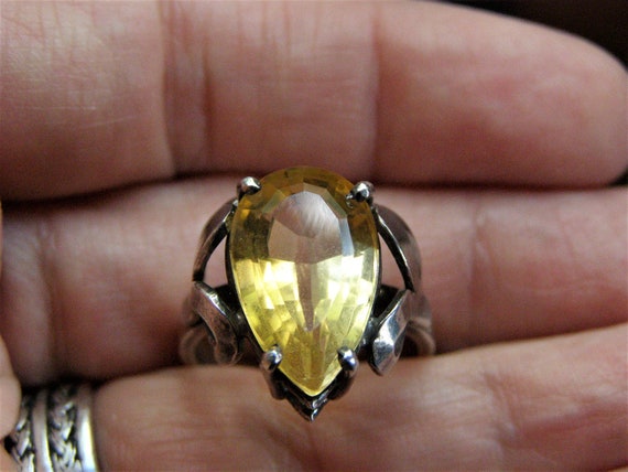 vintage mexico sterling citrine ring modernist me… - image 2