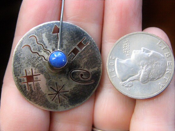 vintage sterling lapis petroglyph earrings native… - image 10