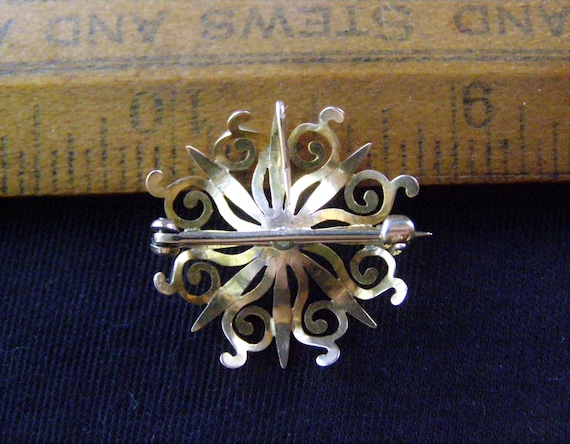 vintage victorian 10k gold ruby starburst pin pen… - image 3