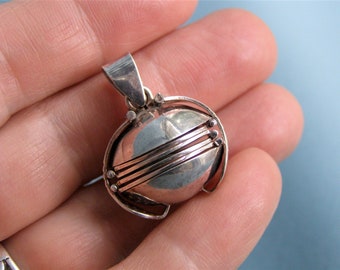 vintage sterling orb ball locket pendant necklace folding sterling 4 pictures miniature sphere globe locket keepsake jewelry gift for her