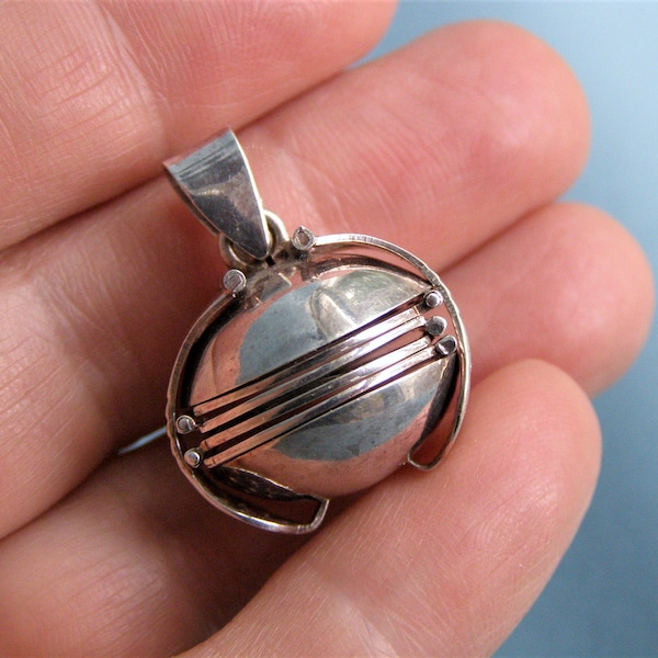 vintage sterling orb ball locket pendant necklace folding sterling 4 pictures miniature sphere globe locket keepsake jewelry gift for her