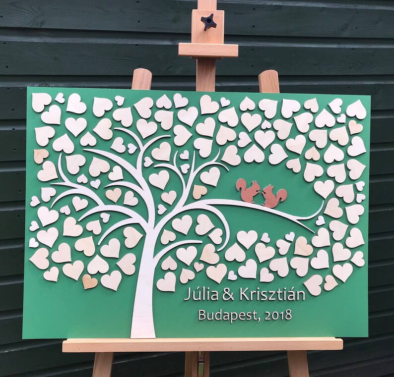 Livre D'or Personnalisé Avec Cœur Alternative Avec 30-100 Cœurs En Bois Mariage Drop Box Rustique Signe Livre D'or Mariage Décoration,Livre D'or Du Cœur - Style 1