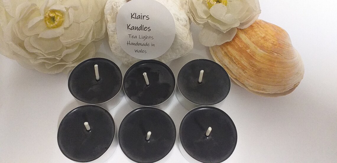 BLACK TEA LIGHTS Pack of 6 Unscented Tea Lights Natural Soy Etsy