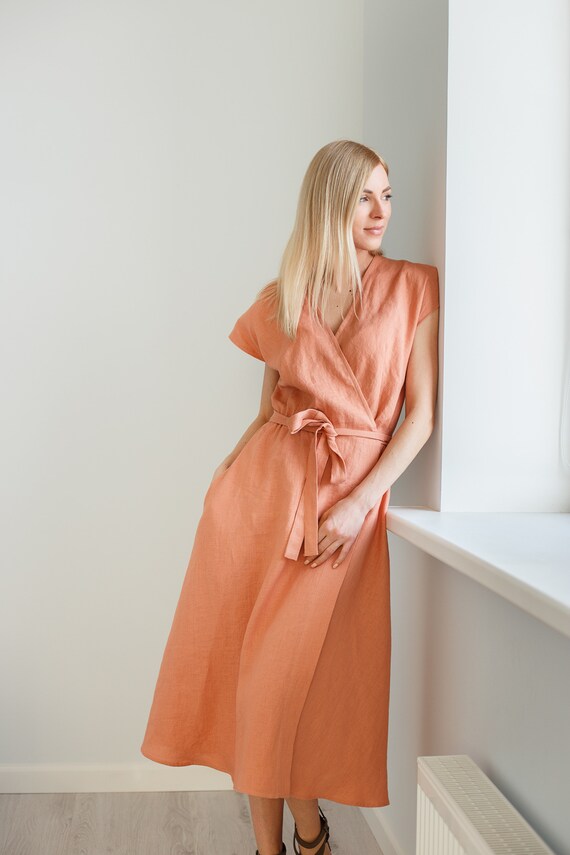 Linen Wrap Dress Etsy Online Shop, UP TO 69% OFF | lavalldelord.com