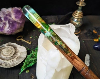 Magic Wand | Wooden Wizard Wand | Walnut Wood and Resin Wands | For Spellcasting Wizards, Witches, & Wiccans | Cosplay | Custom Color