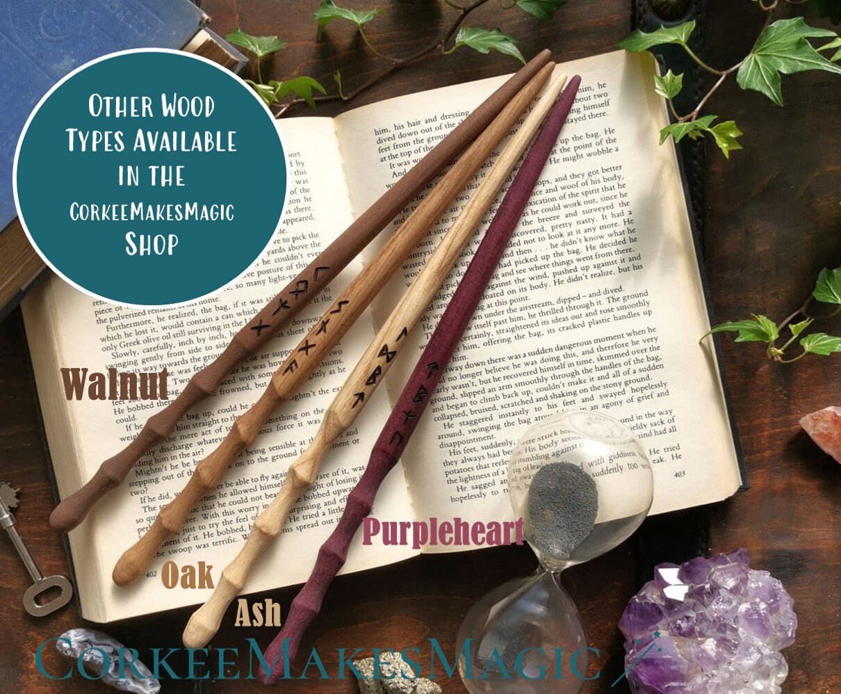 Ash Wood Wand Magic Witch & Wizard Wands Elder Futhark Etsy