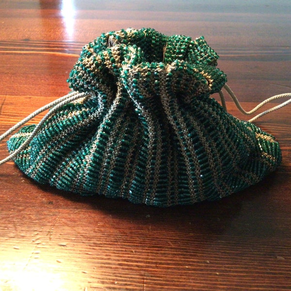 Glass Bead and Silk Lined 1920's Flapper Bag