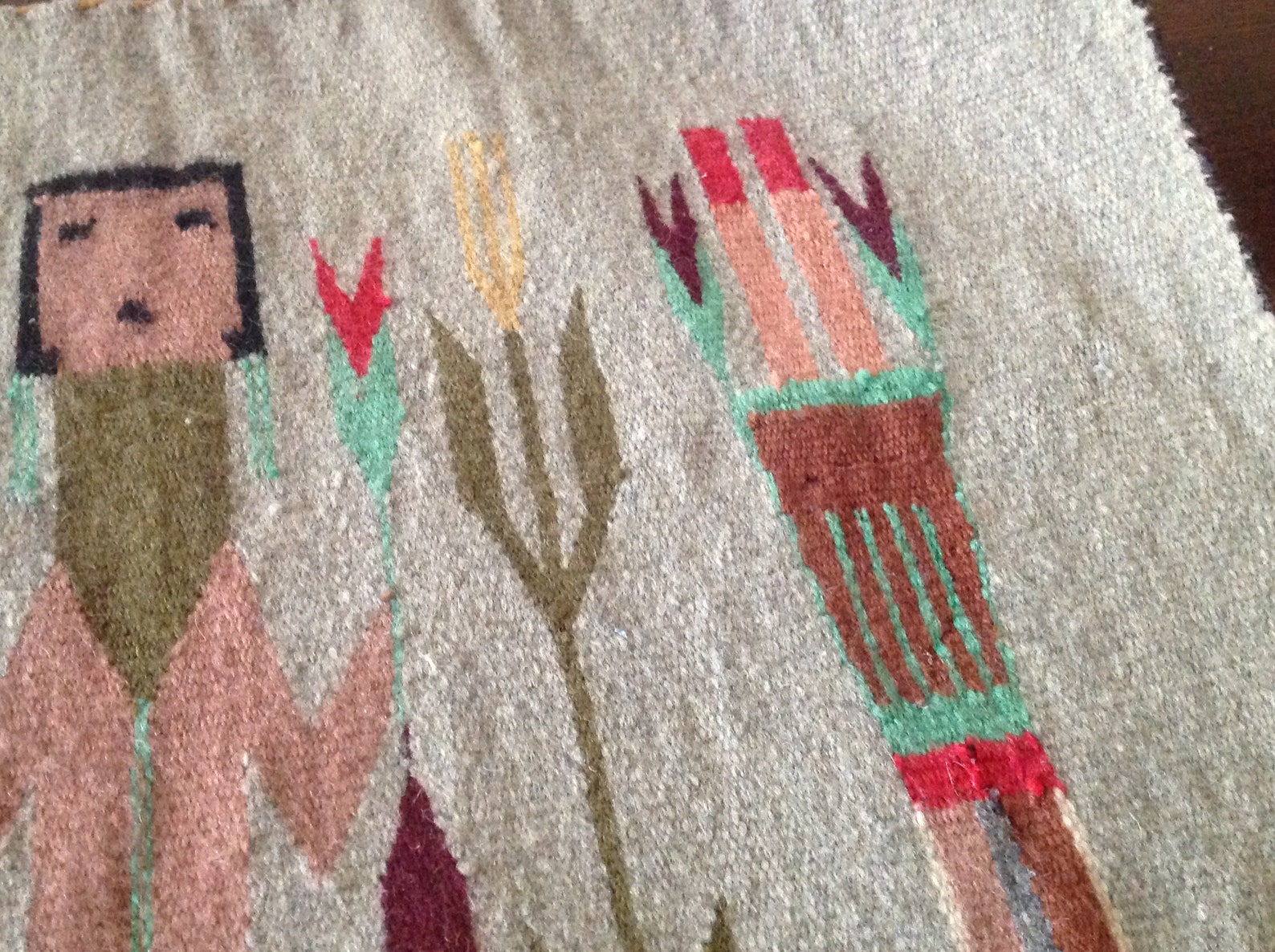 Vintage Navajo Three Figure Yei Rug 26 X 26 Etsy