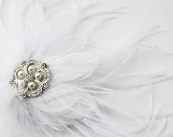 White Feathered Fascinator