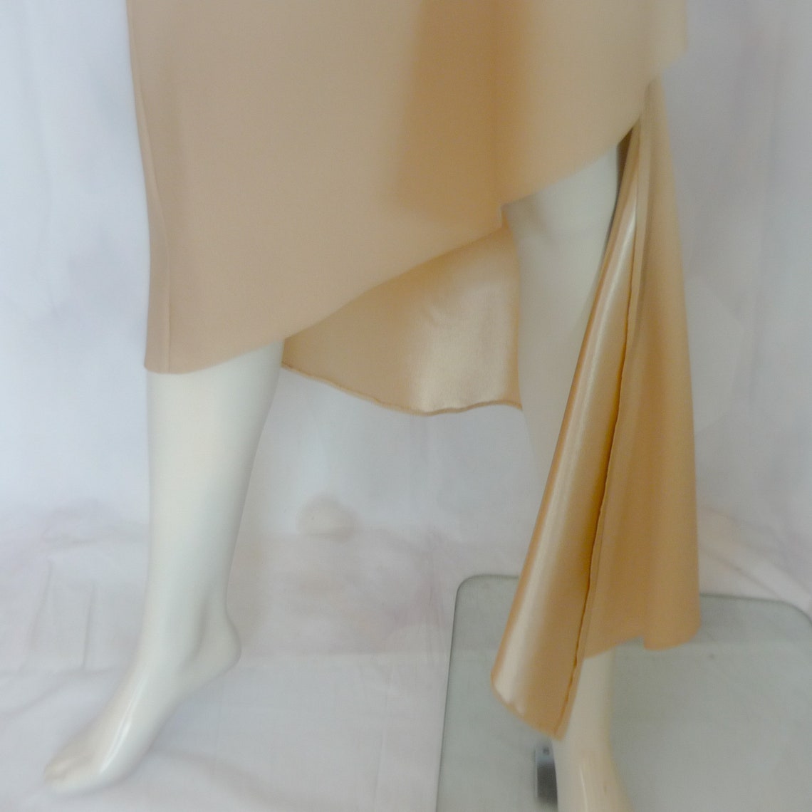 Vintage Designer Nude Pale Gold Asym Twist Dress Size Xs 