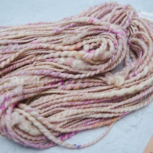 Pastel Pink Handspun Art Yarn: Sari Silk & Gold Sparkle