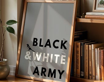 Black & White Army Print | Geordie Football Fan Wall Art | Newcastle Inspired Typography Poster | Football Gift