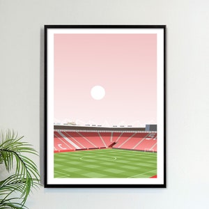 St Mary&#39;s - Southampton Stadium Print Artwork, Saints , Minimalist Art Print English Football Stadium Design, South Coast