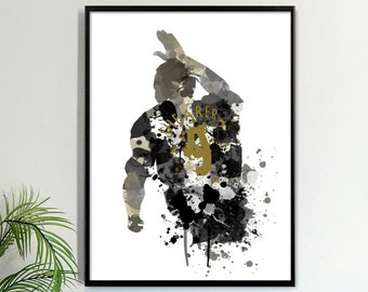 Alan Shearer Newcastle United Legend Art Print, Football Art, Mancave Decor, Boys Room Decor, The Magpies, Footy Art Print