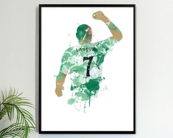 Henrik Larsson Celtic Legend Art Print, Football Art, Mancave Decor, Boys Room Decor, The Bhoys, Footy Art Print