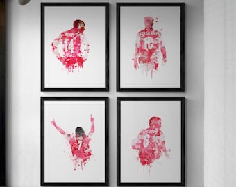 Arsenal Invincibles Art Prints Set Of 4, Football Art, Mancave Decor, Boys Room Decor, Gunners, Footy, Henry, Bergkamp, Pires, Ljungberg