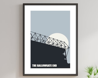 The Gallowgate End- St James Park Stadium Art Print The Magpies, Minimalist Artwork Football Design, Newcastle United, Retro Design