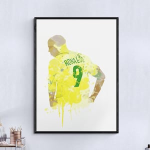 Ronaldo O Fenomeno Kunstdruck Brasilianischer Fußball, Mancave Dekor, Jungenzimmer Dekor, Real Madrid, Barca, Footy Kunstdruck, Brasilien Legende R9