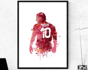 Francesco Totti Roma Legend Art Print, Football Art, Mancave Decor, Boys Room Decor, Italian Football, Footy Art Print