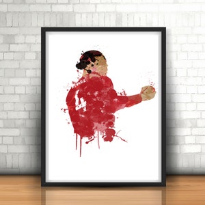 Van Dijk Number 4 Liverpool Inspired Art Print, Football Art, Mancave Decor, Boys Room Decor, The Reds, Footy Art Print, Dutch Footballer