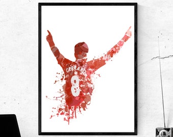 Steven Gerrard Liverpool Legend Art Print, Football Art, Mancave Decor, Boys Room Decor, The Reds, Footy Art Print