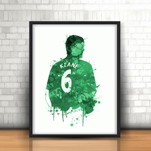 Roy Keane Republic Of Ireland Legend Art Print, Football Art, Mancave Decor, Boys Room Decor, Manchester United, Footy Art Print