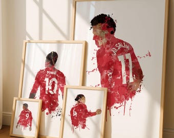 Liverpool Champions Art Prints Set Of 4, Football Art, Mancave Decor, Boys Room Decor,The Reds, Footy, Firmino, Mane, Salah, Van Dijk