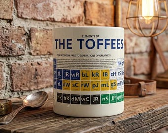 Everton Mug | Elements of The Toffees Periodic Table | Legendary Players & Managers | 11oz Ceramic Football Mug | Dishwasher Safe