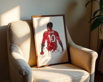 Mane Number 10 Liverpool Inspired Art Print, Football Art, Mancave Decor, Boys Room Decor, The Reds, Footy Art Print, Senegal Footballer