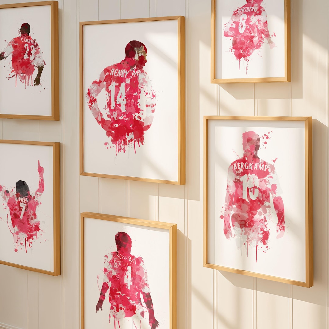 Arsenal Invincibles Art Prints Set of 6, Football Art, Mancave, Boys ...