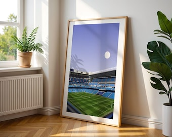 Santiago Bernabeu Real Madrid Inspired Stadium Print Artwork, Football Home Decor, Boys Room Decor, Mancave Spanish Footy