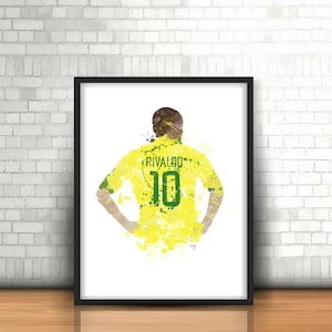 Rivaldo Brazilian Art Print, Football Art, Mancave Decor, Boys Room Decor, Barcelona, AC Milan Footy Art Print, Brazil Legend Number 10