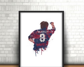 Beardsley nummer 8 Toon Legend Geïnspireerd Art Print, Voetbalkunst, Mancave Decor, Boys Room Decor, Newcastle, Footy, The Entertainers, Pedro