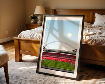 Wembley Stadium - Home Of England , Stadium Print Artwork , London, Minimalist Art Print Football Stadium Design, Wembley Arch