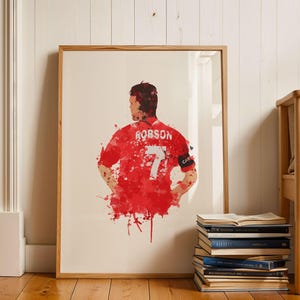 Robson - Number 7 Manchester United Inspired Legend Art Print, Football Art, Mancave Decor, Boys Room Decor, Red Devils, Footy Art Print