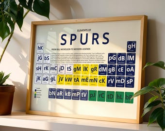 Tottenham Art Print | Elements Of Spurs Periodic Table | Legendary Players And Managers | Football Fan Gift | Premium Satin Paper