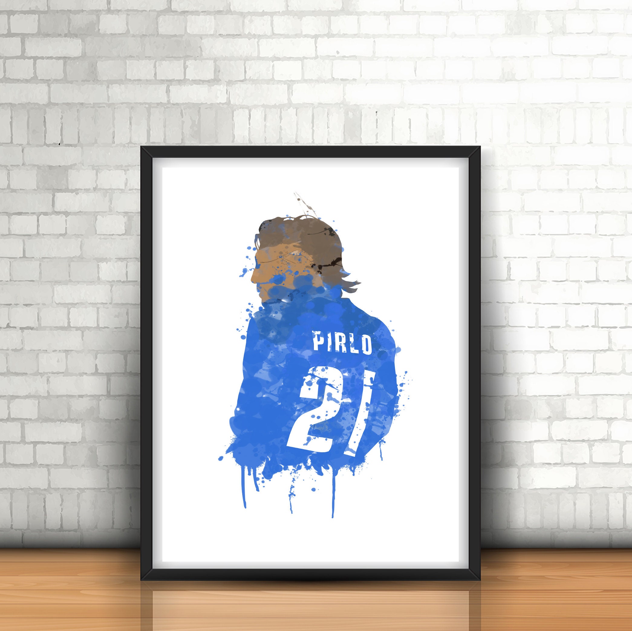 Andrea Pirlo Italian Legend Art Print, Football Art, Mancave Decor, Boys Room Decor,  Juventus, AC MIlan, Italian Footy Art Print, Italy
