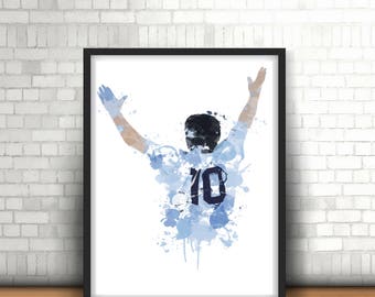 Diego Maradona Digital Download Art Print, Football Art, Mancave Decor, Footy Art Print, Argentina, Barcelona, Napoli, Legend Number 10