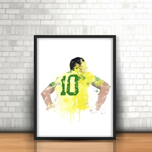 Pele Brazilian Art Print, Football Art, Mancave Decor, Boys Room Decor, Santos, Footy Art Print, Brazil Legend Number 10
