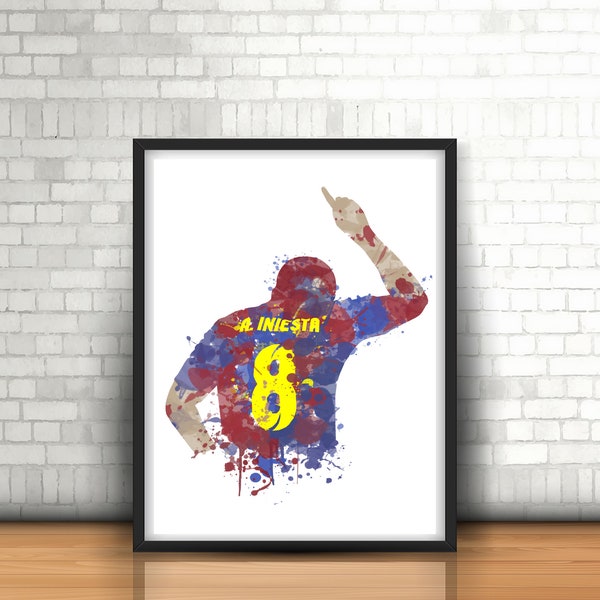 Andres Iniesta Digital Download Barcelona Legend Art Print, Football Art, Mancave Decor, Boys Room Decor, Barca, Footy Art Print