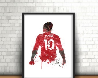 Mane DIGITAL DOWNLOAD Liverpool Hero Printable Art, Football Art, Mancave Decor, The Reds, Footy Art Print, Senegal Footballer