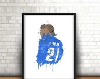 Andrea Pirlo Digital Download Italian Legend Art Printable, Football Art, Mancave Decor, Boys Room Decor, Juventus, Italy Art Print