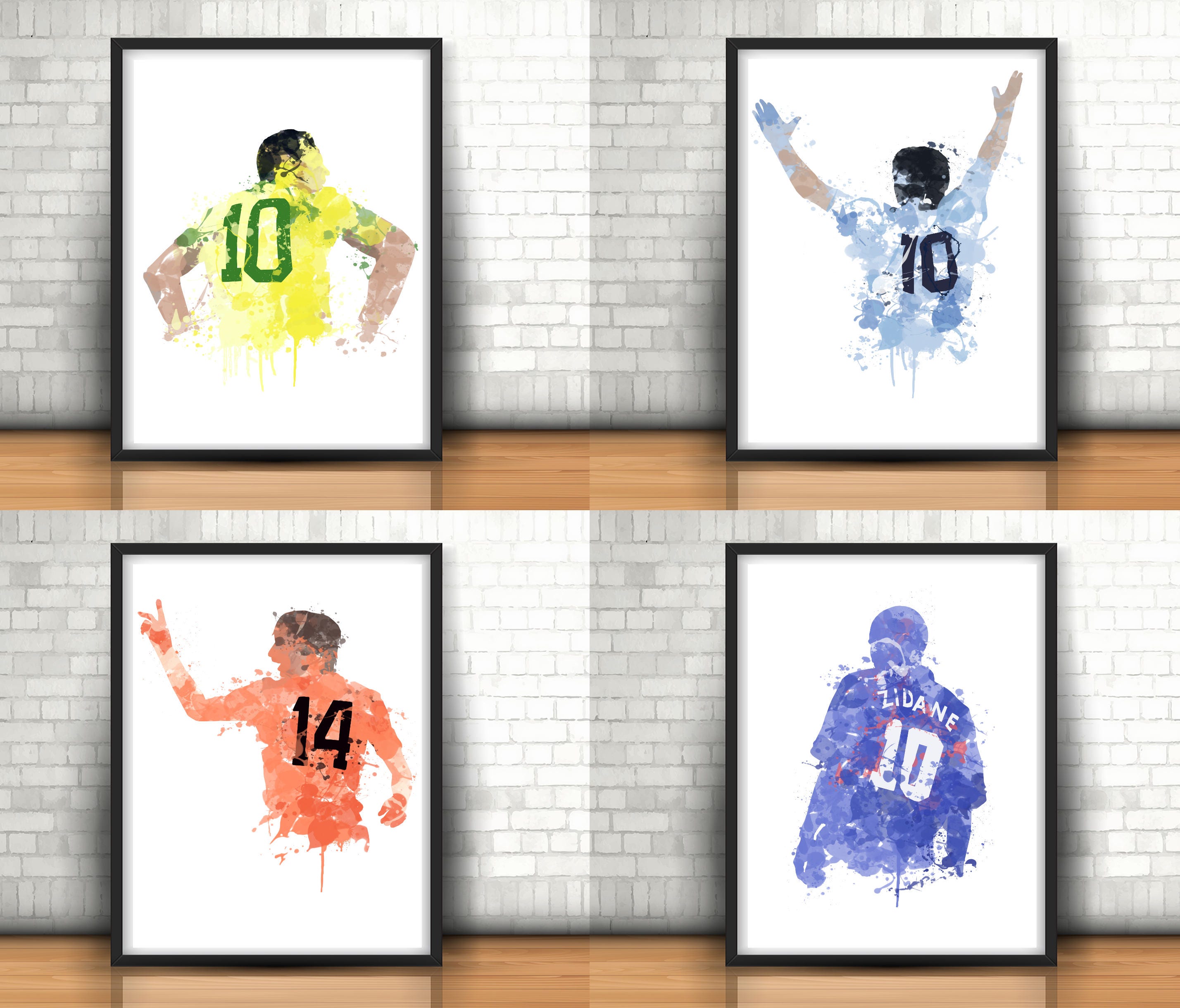 Football's Greatest Art Prints Set of 4 Football Art Etsy UK